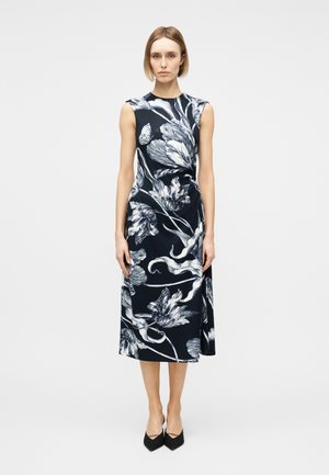 SLEEVELESS DRAPED DRESS - Φόρεμα από ζέρσεϊ - engraving midnight