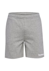 Grå bomullsshorts med resårmidja, avslappnad passform och en vit logotypdetalj på den nedre vänstra framsidan.