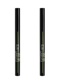 Un stylo eyeliner noir avec une forme cylindrique élancée. Arbore un texte audacieux en blanc et vert néon. Fini lisse et mat à la surface.