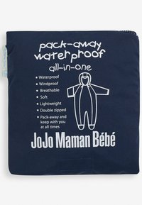 Mornarska platnena torbica s bijelim natpisom, koja se odlikuje vodootpornim all-in-one dizajnom s ikonama za značajke poput otpornosti na vjetar, lagane težine i mekoće.