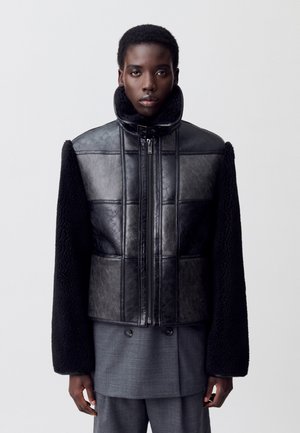 Veste en similicuir - noir gris