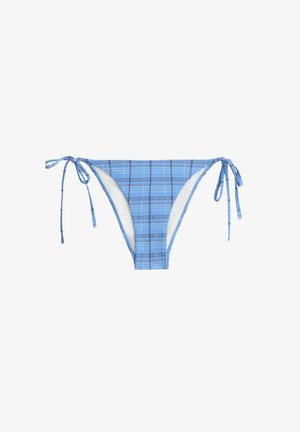 OYSHO, MEDIUM-COVERAGE CHECK PRINT TIE BIKINI BRIEFS - Bikini pezzo sotto - light blue