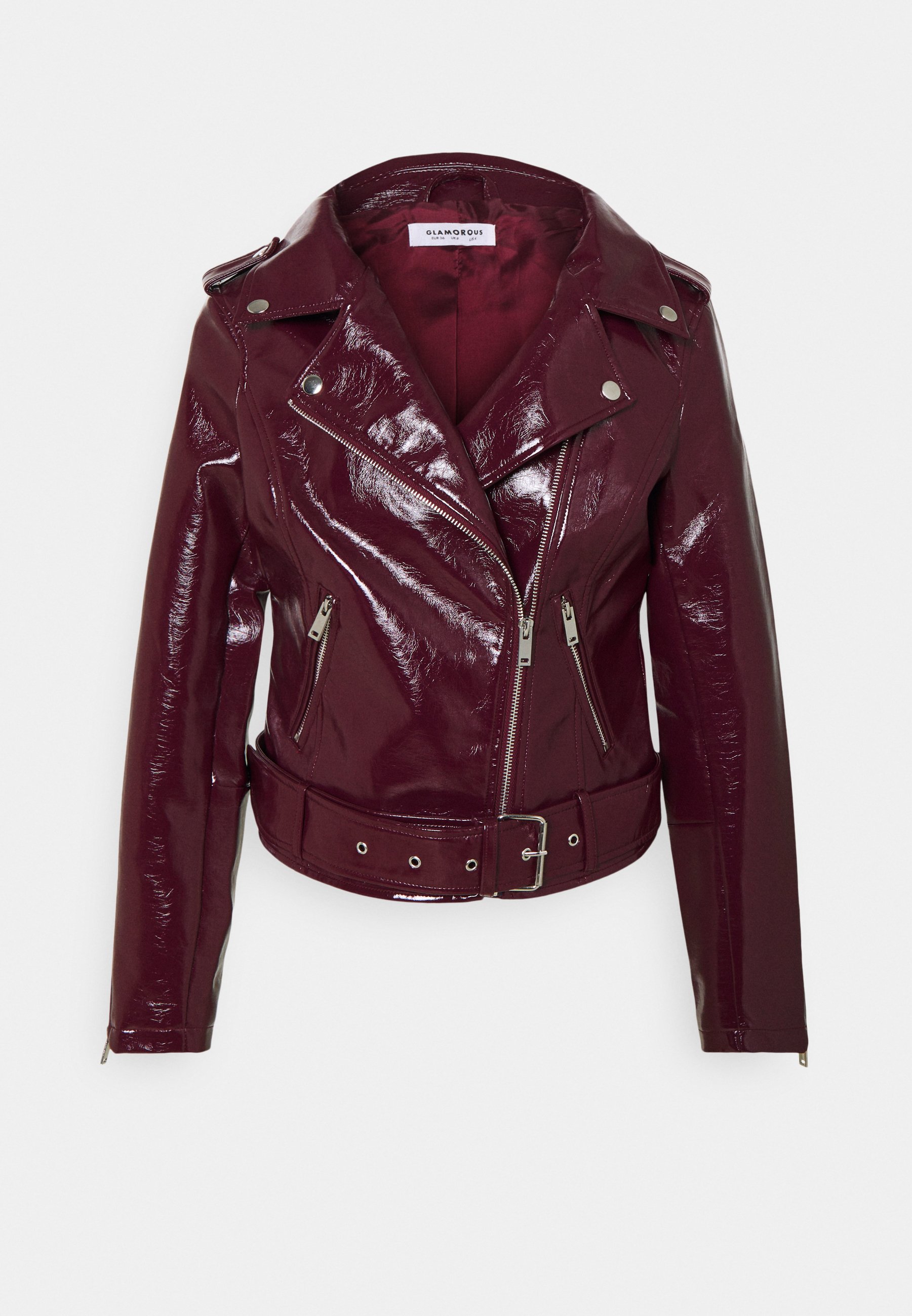 dark red faux leather jacket
