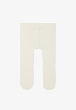 Cremefarbene Leggings mit fußlosem Design, glatter Textur und elastischem Bund. Verfügt über eine Naht, die hinten entlangläuft. Ideal zum Layering.