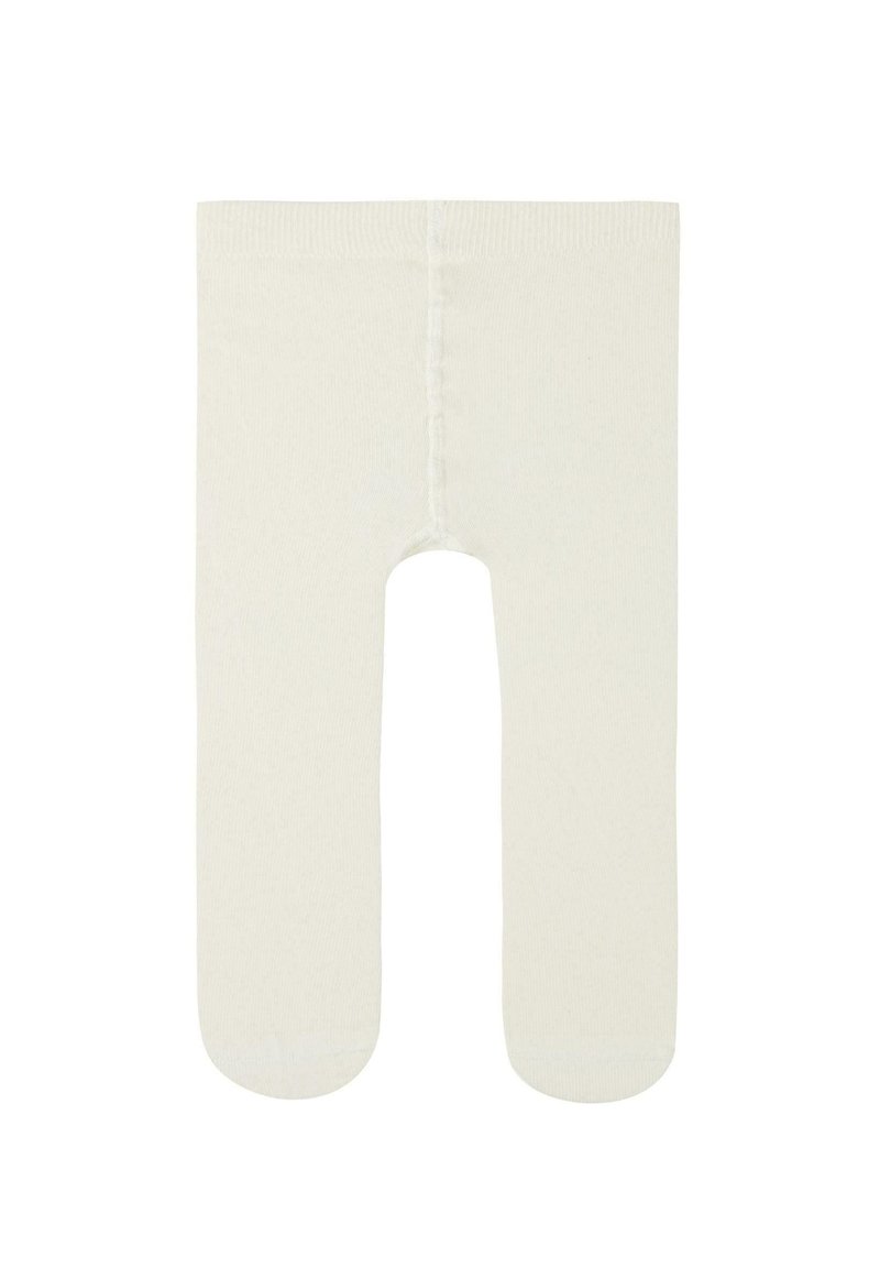Krämfärgade leggings med fotlös design, jämn textur och elastisk midja. Har en söm som löper ned längs ryggen. Perfekta för lager-på-lager.