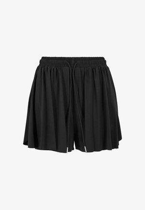 Sorte shorts lavet af letvægtsstof, med elastisk talje, snørebåndsdetalje og en svagt udvidet, afslappet pasform.