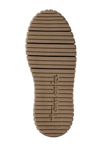 Semelle de chaussure en caoutchouc marron avec des rainures horizontales, avant arrondi, et nom de marque en relief "Sidoris" accompagné de la taille "37".