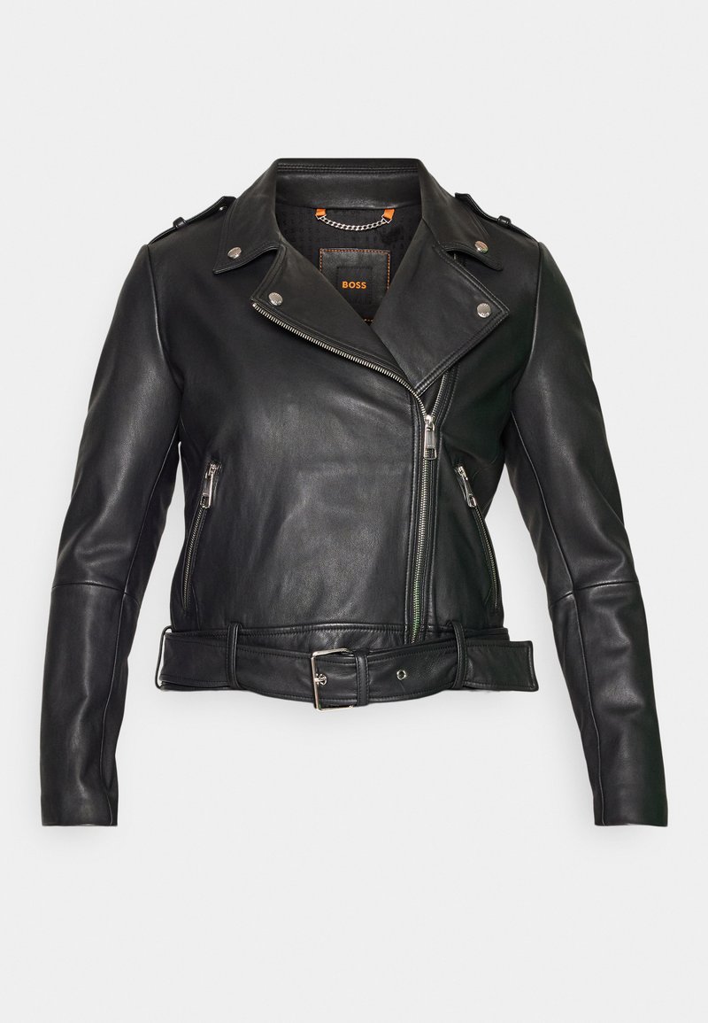 BOSS SAMELI - Leather jacket - black - Zalando