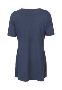Short-sleeve navy blue t-shirt made of soft, lightweight material, with a rounded neckline and a slightly relaxed fit at the hem.