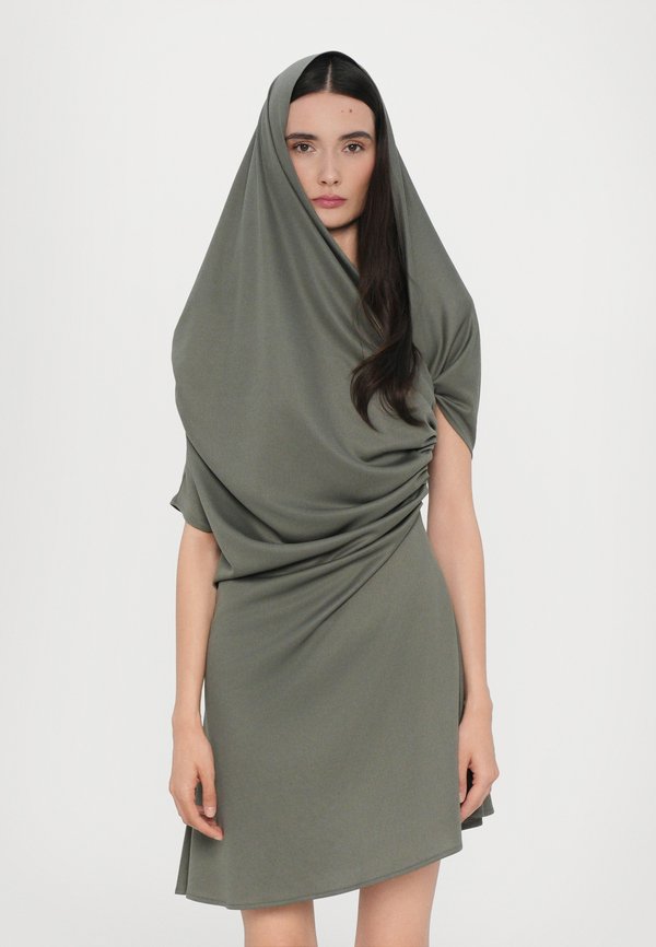 HOODED DRESS - Cocktail dress / Party dress - sage