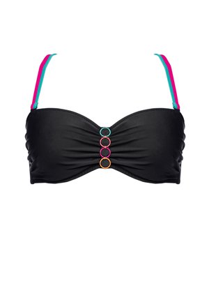 Feba Swimwear Góra od bikini - black with mulitcolour details