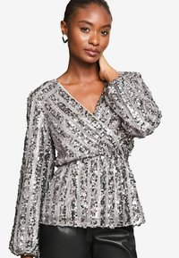 Lipsy REGULAR FIT - SEQUIN WRAP - Blůza - silver