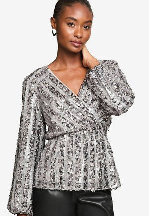Lipsy REGULAR FIT - SEQUIN WRAP - Pusero - silver
