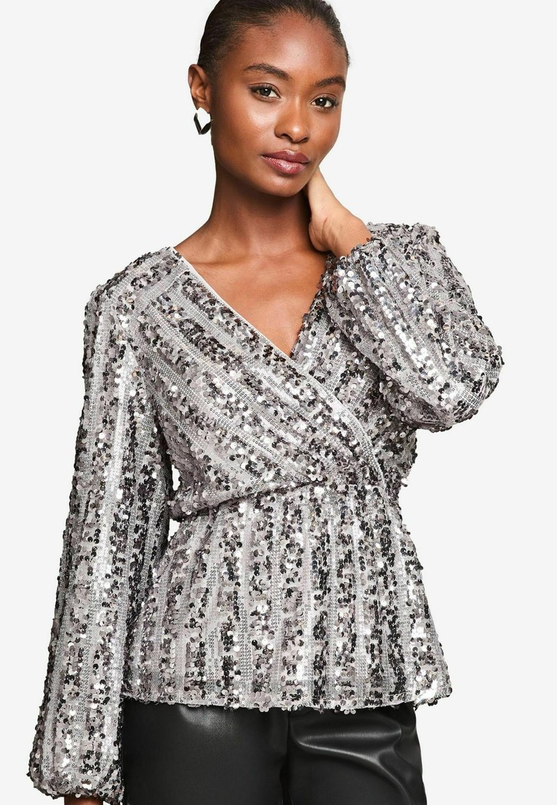 Lipsy REGULAR FIT - SEQUIN WRAP - Blůza - silver