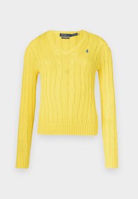 CABLE KNIT COTTON V-NECK SWEATER - Jersey de punto - trainer yellow