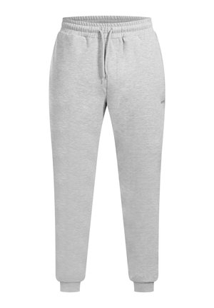 Lys grå sweatpants lavet af blød stof. Har en elastisk talje med snoretræk, tapered ben og ribbede manchetter. Ingen lommer.
