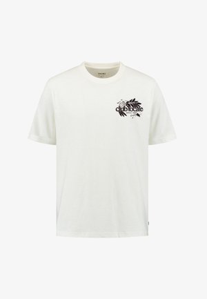 Tricou alb din bumbac cu un design grafic negru, având textul "club locale since 1960" și accente de frunze în zona stângă a pieptului.