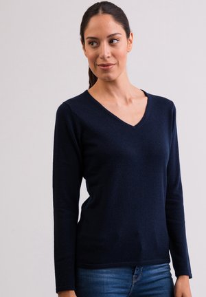 V-AUSSCHNITT  - Strickpullover - marine blau