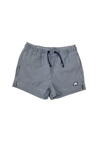 Costumi da bagno a righe blu navy e bianche con vita elasticizzata e coulisse. Presenta un piccolo logo sul lato destro in basso.