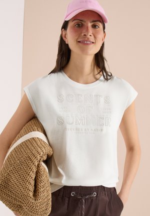 Cecil, T-SHIRT WITH ROUND NECK AND SLOGAN ARTWORK - T-shirt imprimé - vanilla white