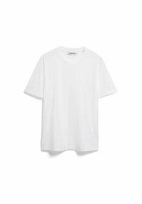 Wit T-shirt met korte mouwen van katoen, met een ronde hals en een ontspannen pasvorm, zonder extra patronen of accenten.