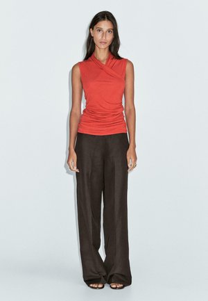 DRAPED WITH SURPLICE NECKLINE - Bluse - orange