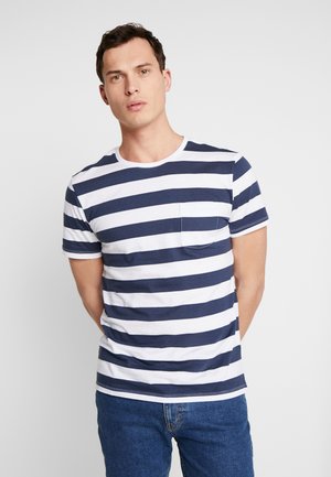 T-shirt print - dark blue/white
