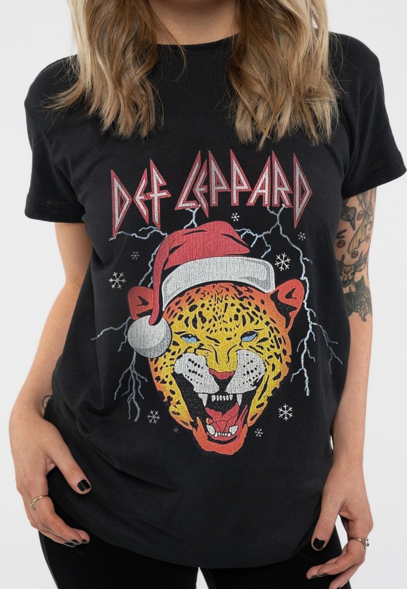 Paradiso Clothing DEF LEPPARD HOLIDAY LEPPARD CHRISTMAS - Print T-shirt - black