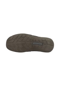 Die Sohle des Schuhs verfügt über eine strukturierte Gummibeschichtung in Dunkelgrau mit einem gemusterten Profil für Traktion und Haltbarkeit. Flaches Design mit leichtem Bogen.