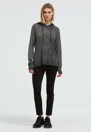 Soccx, SOCCX GESTREIFTES KAPUZENSHIRT MIT  PRINT UND SCHMUCKSTEINEN - Kapuzenpullover - black