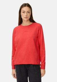 Rood sweatshirt met lange mouwen, een ronde hals, raglanmouwen en een textuurafwerking, voorzien van een onafgewerkte zoom en een subtiele logo-detail.