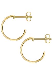 Zelta apli, kas veidoti ar gludu, izliekta dizaina. Tiem ir stieples un tauriņu aizdare. Apdare ir spīdīga un atstarojoša.