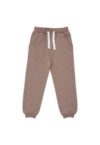 Ruske lasten sweatsuitit, joissa on joustavat hihansuut, sivutaskut ja valkoinen naru ribbihäntävyössä, eristetty valkoista taustaa vasten.