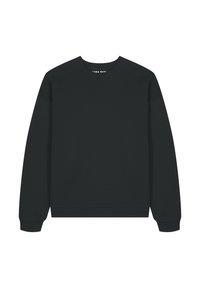 Felpa nera realizzata in misto cotone, con collo rotondo, maniche lunghe e polsini e orlo a coste, dal design minimale.