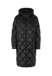 Marc Cain Langer Schwarzer Daunenmantel Mit Kapuze Marc Cain Teddy