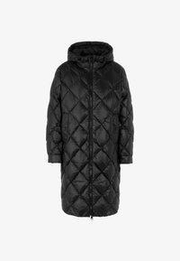 Marc Cain Langer Schwarzer Daunenmantel Mit Kapuze Marc Cain Teddy