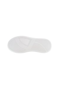 Vit sneaker sula med en texturerad mönstring med spår och kanter för grepp. Gjord av gummi, med en slät och hållbar finish.