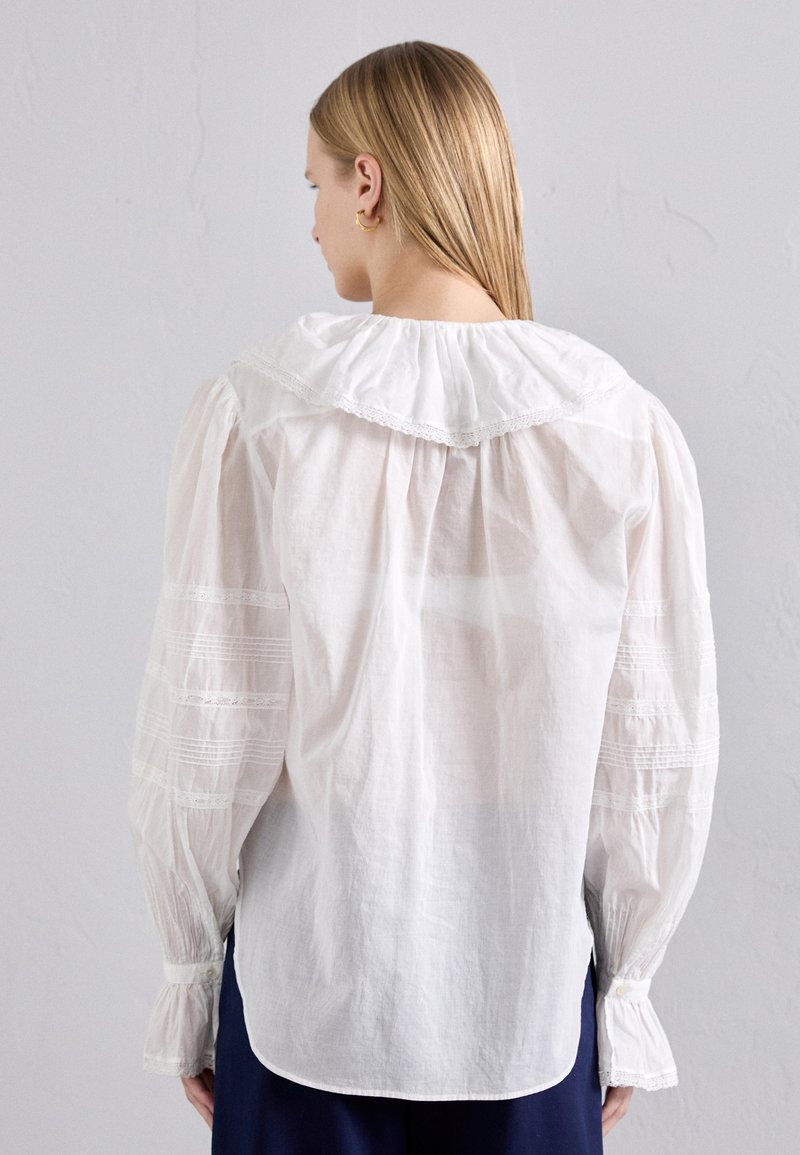 Blouse Voile Blanche Fleurie Doublée T36 - Tunique Femme Occasion Très Bon état
