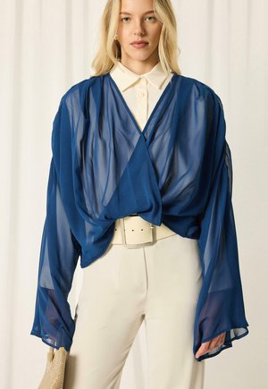 Touché Privé, CROSS-OVER TULLE BLOUSE - Blouse - navy blue