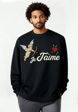 JE TAIME EMBROIDERY UNISEX - Sweatshirt - black