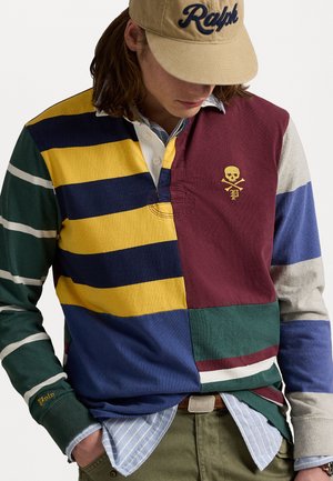 Classic Fit Patchwork Jersey Rugby Shirt - Topper langermet - red wine/multi-colored