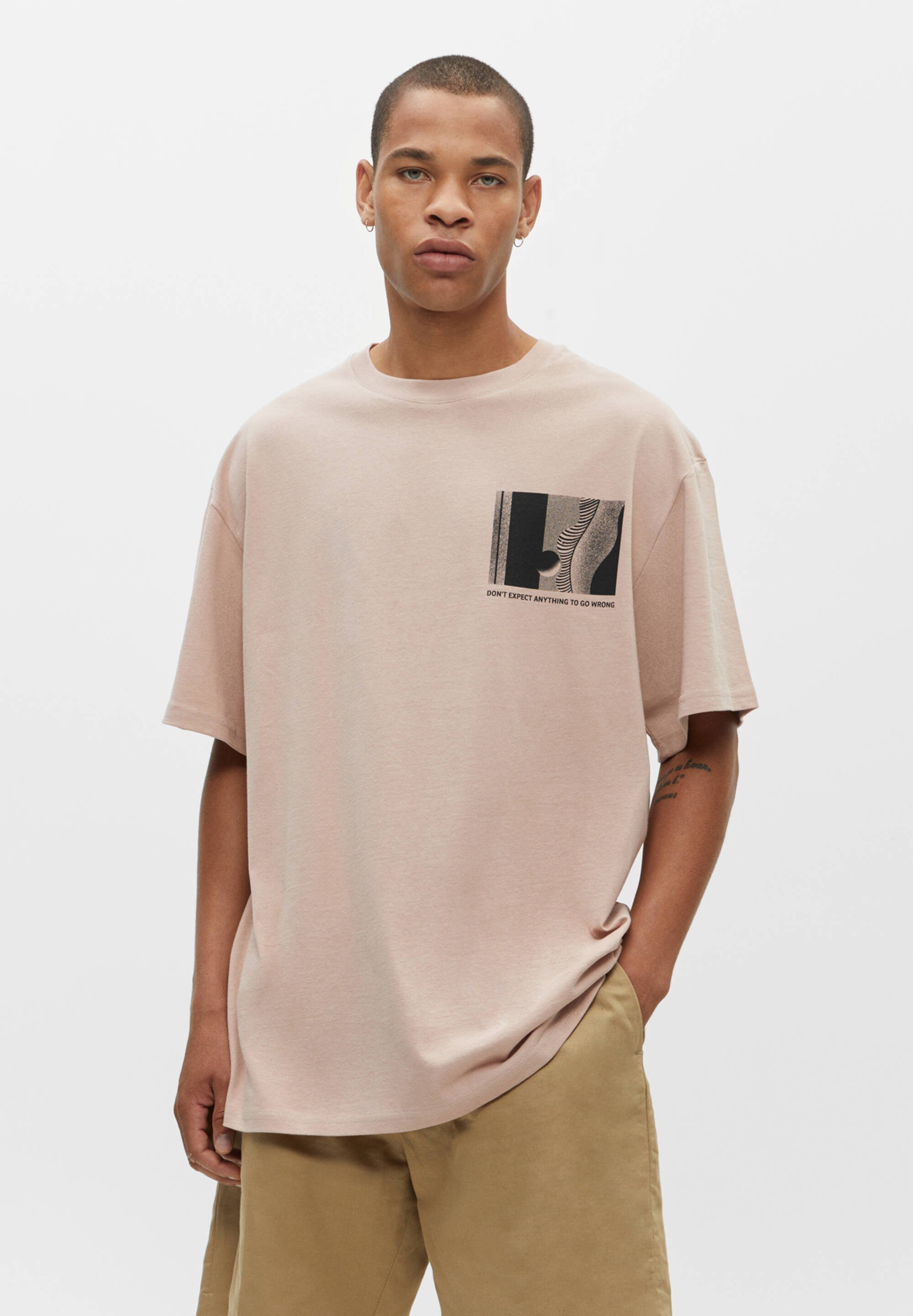 pull and bear pink t shirt