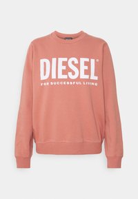 Rosa Sweatshirt aus Baumwollmischung mit Rundhalsausschnitt und gerippten Bündchen. "DIESEL"-Logo in Weiß mit dem Text "FÜR EINER ERFOLGREICHEN LEBEN".