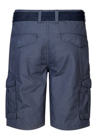 Laivaston siniset cargo-shortsit, jotka on valmistettu kevyestä kankaasta. Niissä on kaksi takataskua ja joustava vyötärö mukavuutta varten. Litteä etuosan muotoilu.