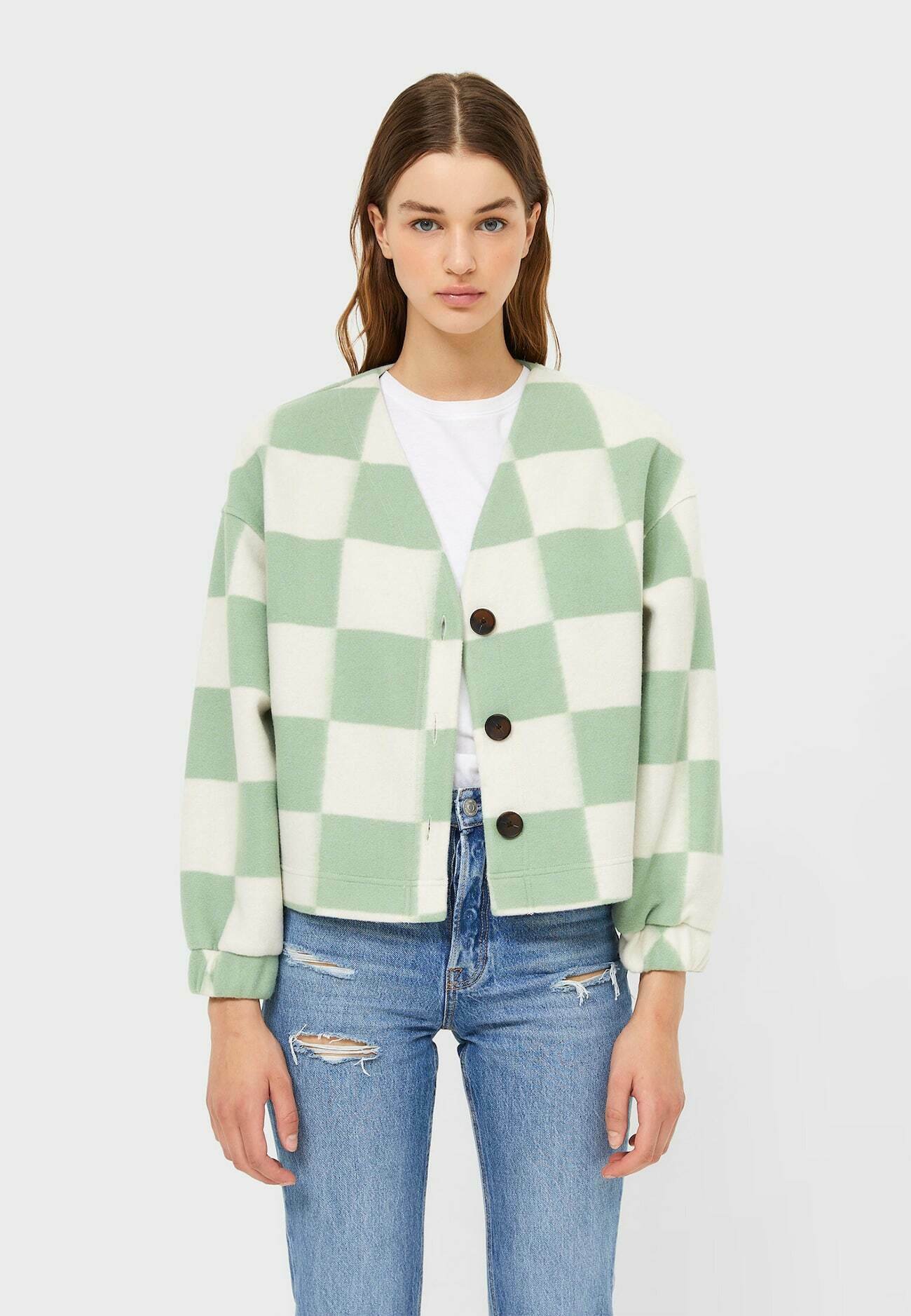 veste verte stradivarius
