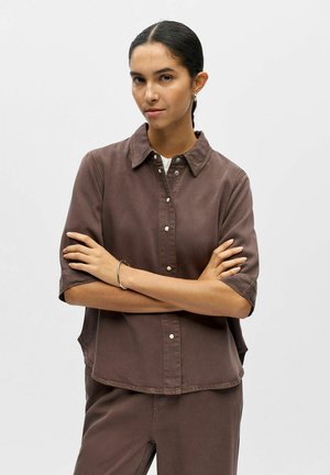 Button-down blouse - seal brown