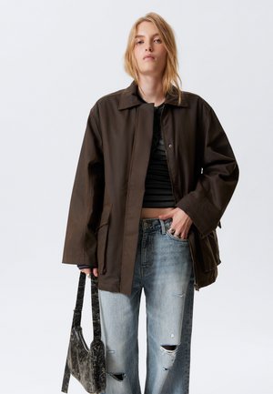 Weekday WAXED JACKET - Abrigo corto - dark brown