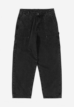 Μαύρο τζιν cargo παντελόνι με ψηλή μέση, κωνικά πόδια, δύο μπροστινές τσέπες και ενισχυμένα ραψίματα με μαλακή, υφή.