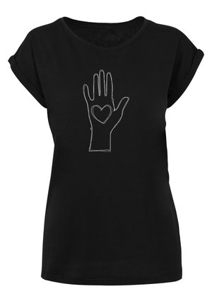 PEACE SCRIBBLE HAND HEART - T-shirt z nadrukiem