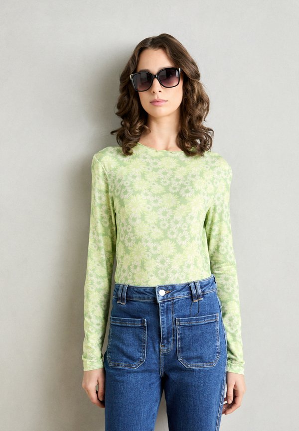 ALL OVER PRINTED MOCK NECK - Long sleeved top - lime
